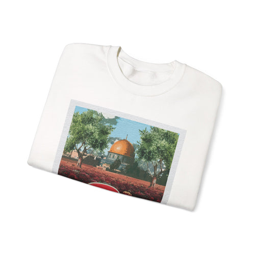 Crewneck Sweatshirt — Palestine Dome of the Rock Graphic (Arabic Script)