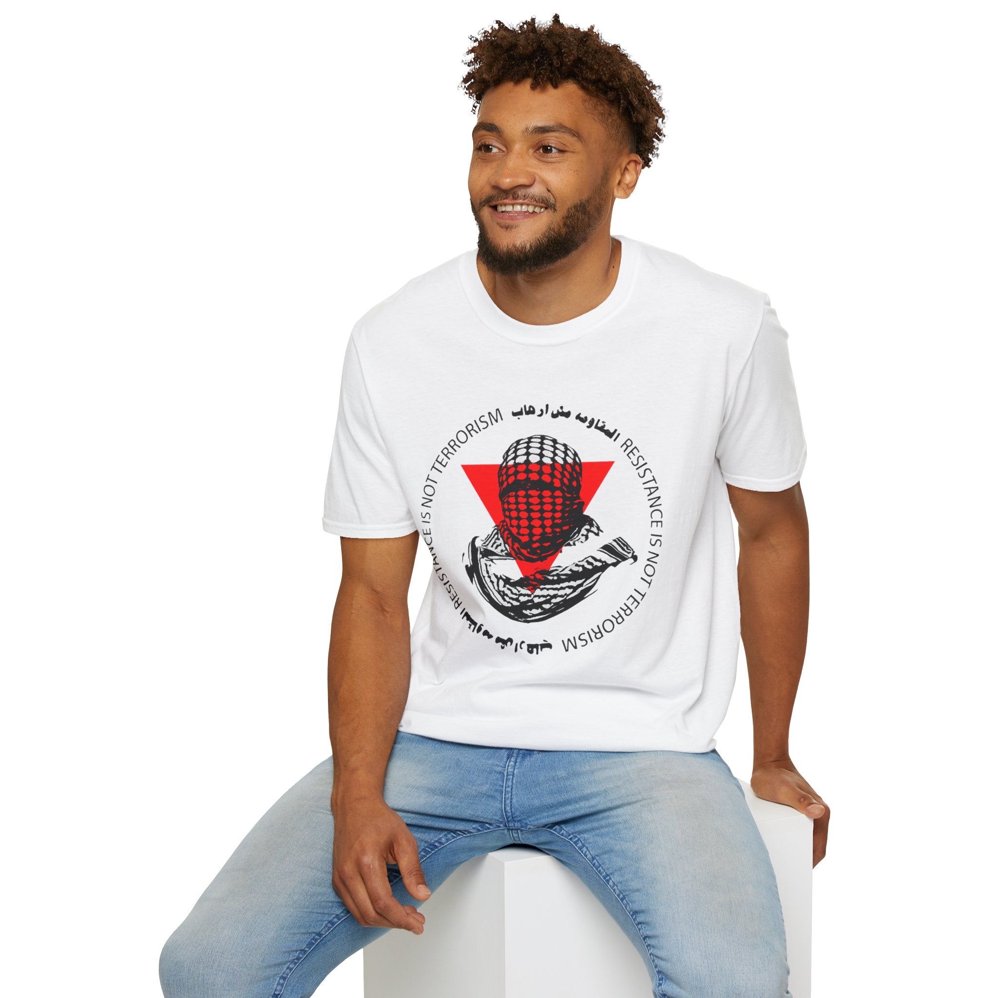 T-Shirt — "Resistance Is Not Terrorism" Palestinian Keffiyeh Graphic